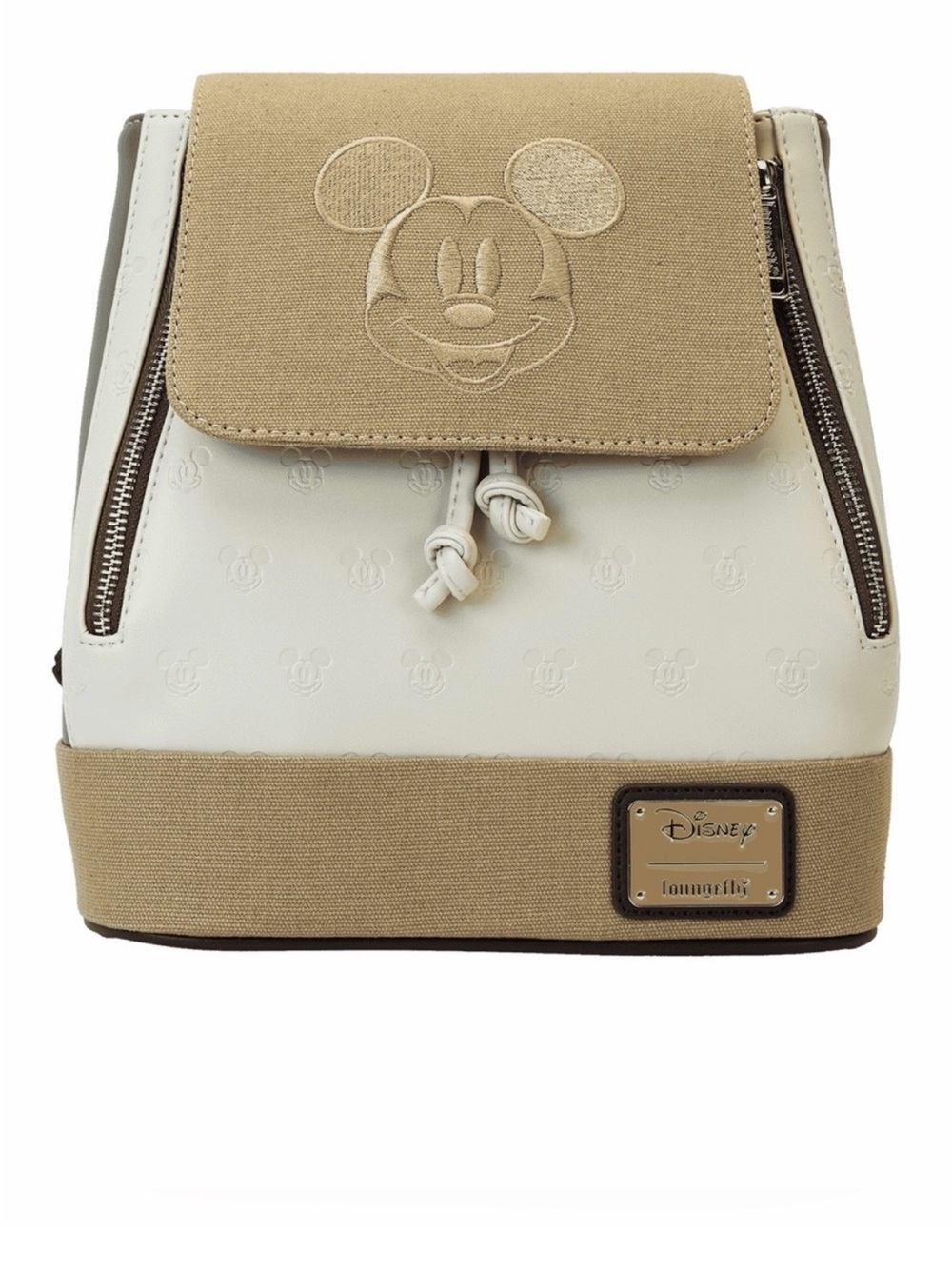 Loungefly Cream & Tan Mickey Canvas Mini Backpack